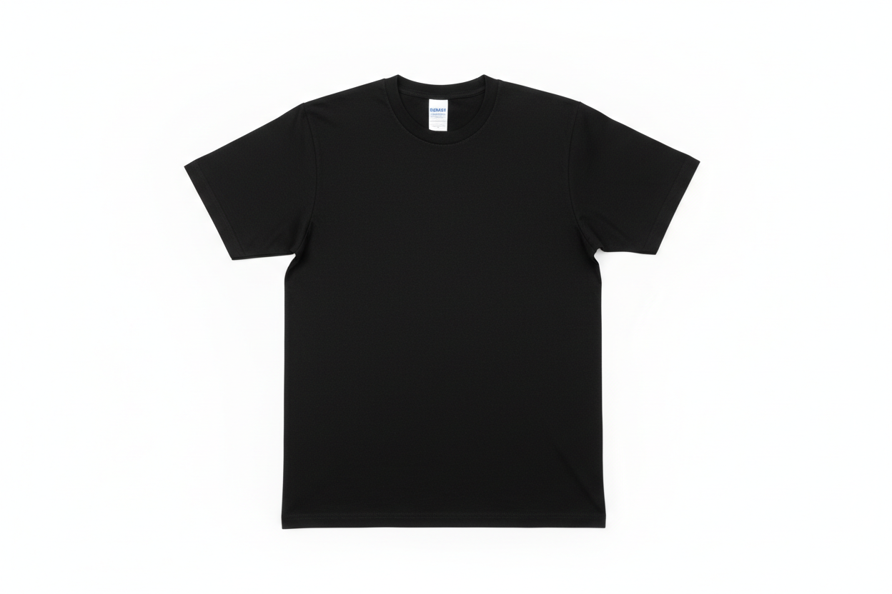 Black t-shirt on white background